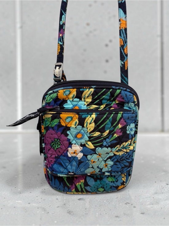 Vera Bradley Handbags - Vera Bradley Mini Hipster Crossbody Bag Flower Shower Floral Navy Blue Quilted⁠